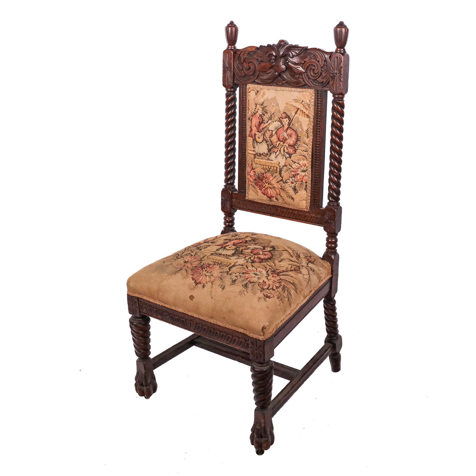 Renaissance-Style Carved Oak SIde Chair (1 of 10)