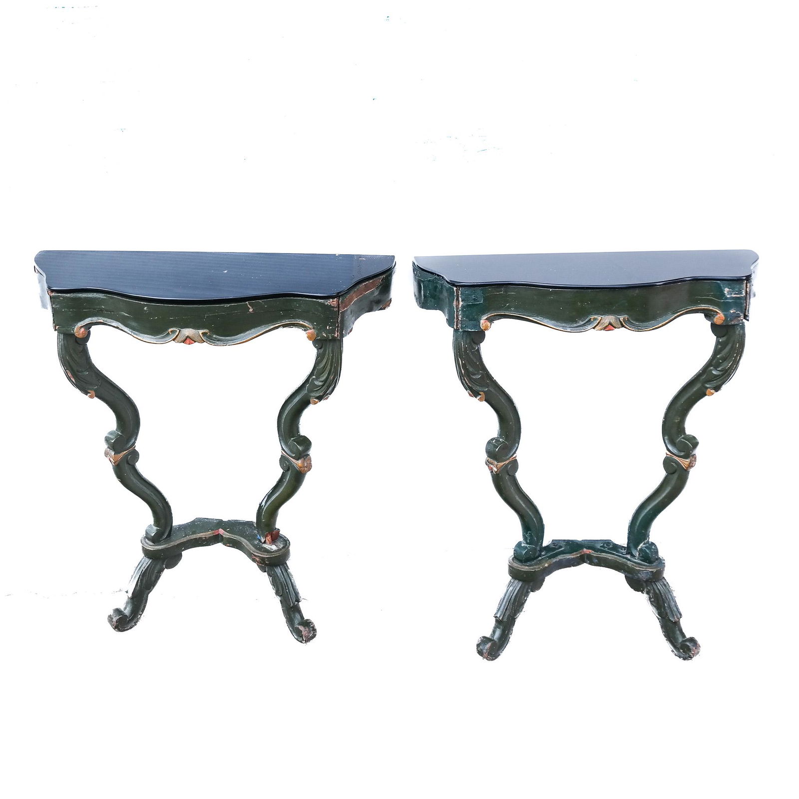 Pair of Italian Rococo-Style Painted Consoles (1 of 13)