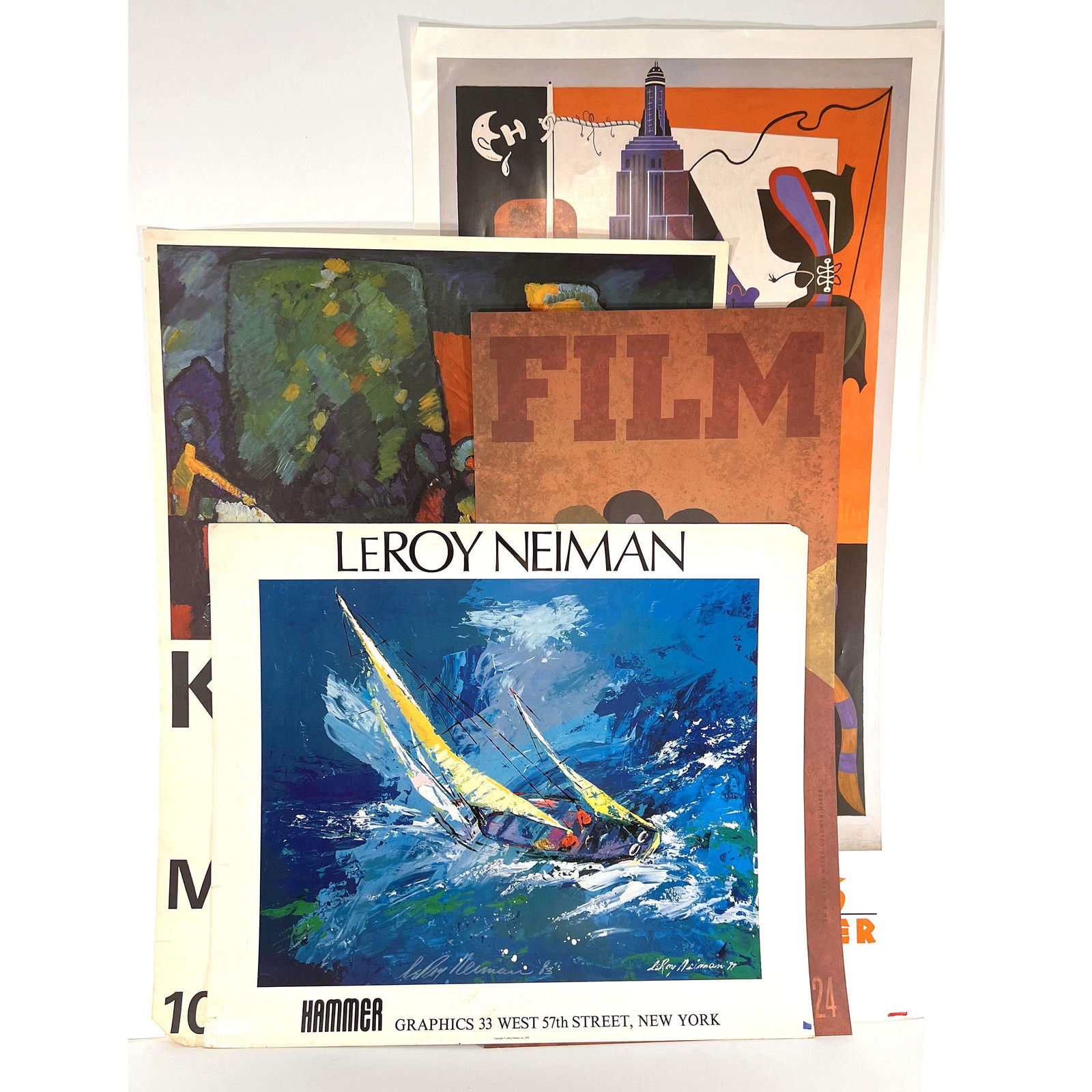 Selection of Four Large Art Exhibition Posters: Selection of four large art posters, including a 1965 exhibition poster for Kandinsky at Moderna Museet Stockholm, a 1978 Leroy Neiman at Hammer NYC poster, a 1992 Stuart Davis exhibition poster, and
