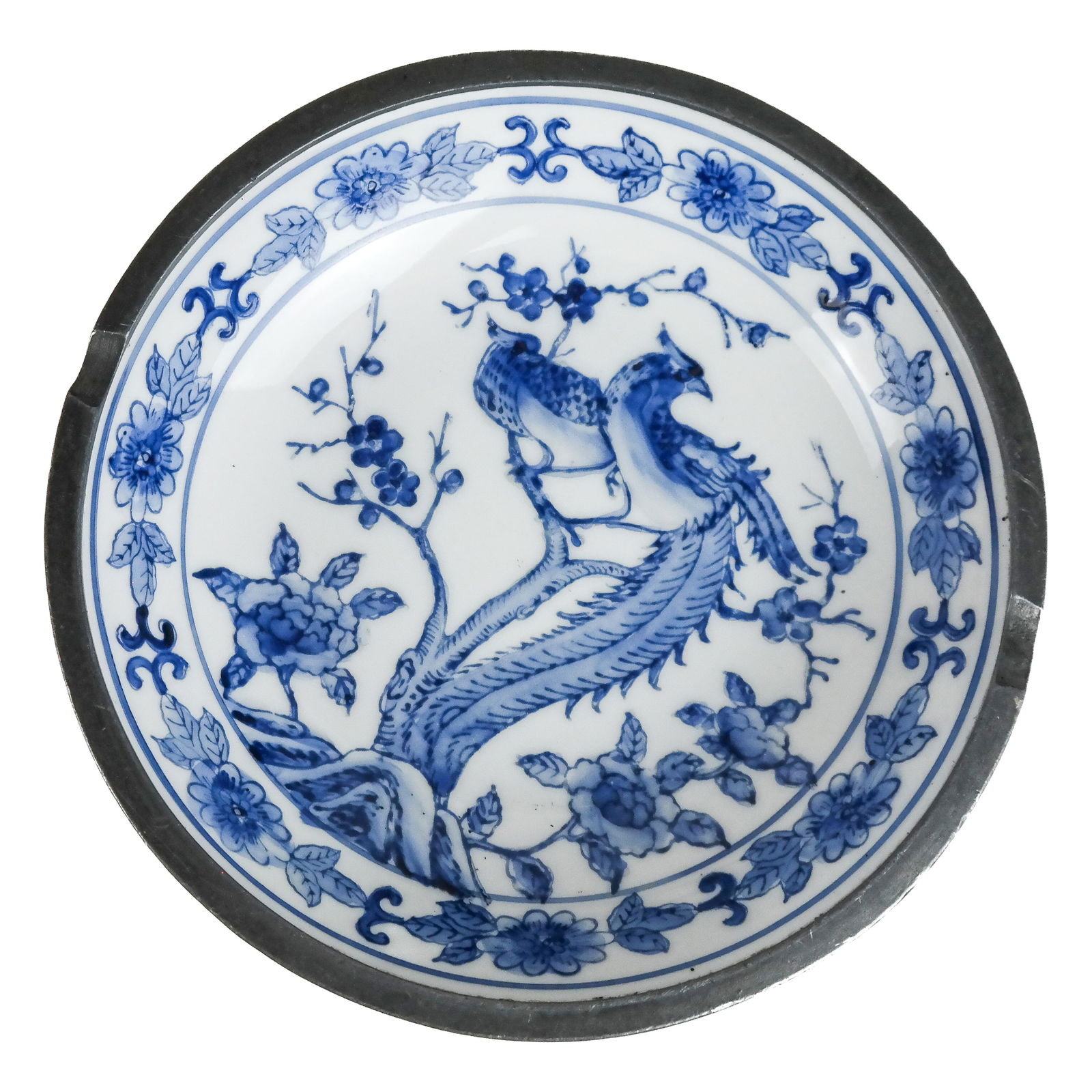 Blue & White Chinese Metal-Mounted Bowl (1 of 6)