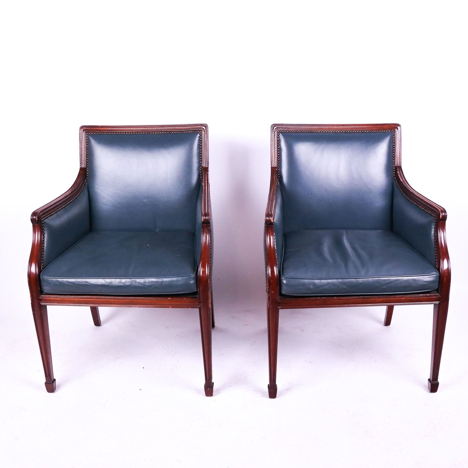 Pair of Smith & Watson Blue Upholstered Chairs: Pair of Smith & Watson blue upholstered chairs.