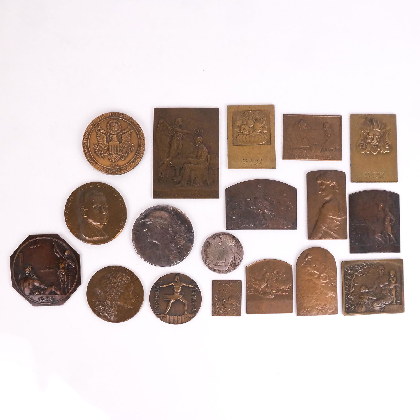 Group of 18 Bronze Commemorative Medallions (1 of 18)