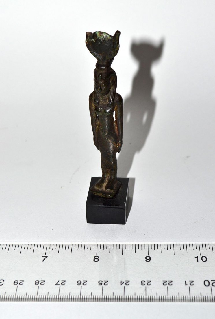 Ancient Roman Figure of a God: An ancient Roman figure of a god on a plinth. 3.5". In good condition. From the Estate of Arthur Laurents.