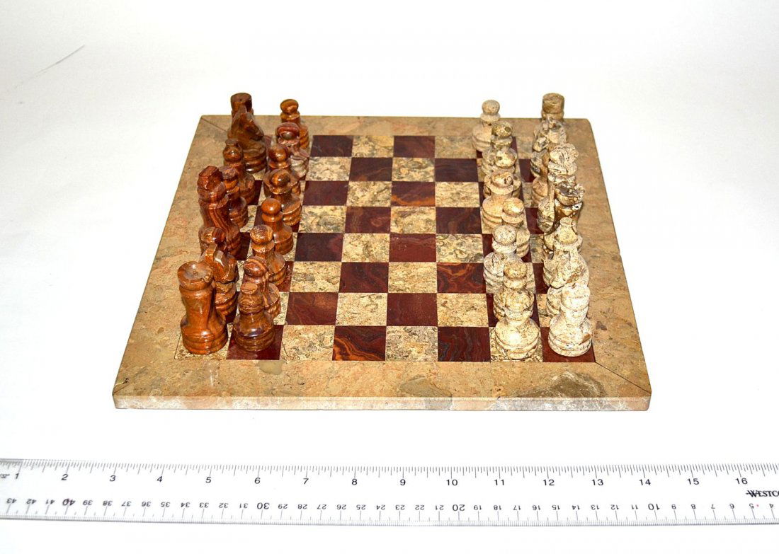 Alabaster Chess Set: Alabaster chess set. Italian, 20th C. Good condition. From the Estate of Arthur Laurents.