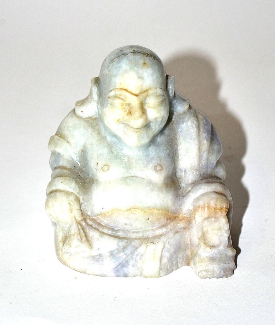 Jade Buddha: Chinese, early 20th C. jade Buddha on a teakwood base. Good condition. From the Estate of Arthur Laurents.
