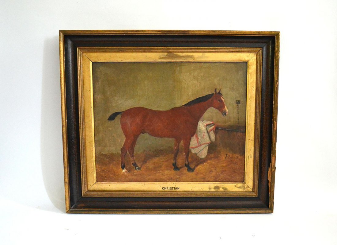 John Duvall [British, 1816-1892] Oil on Canvas: An oil on canvas entitled: "Christian." Signed lower right: "J. Duvall." Framed: 16" x 20". British, late 19th/early 20th C. Good condition. From the Estate of Arthur Laurents.