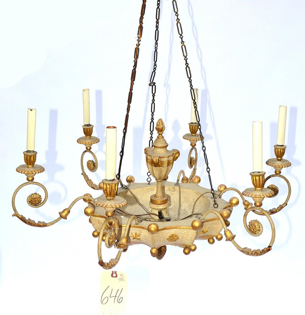 Louis XVI Style Decorated Six Light Fixture: Louis XVI style decorated six light fixture.