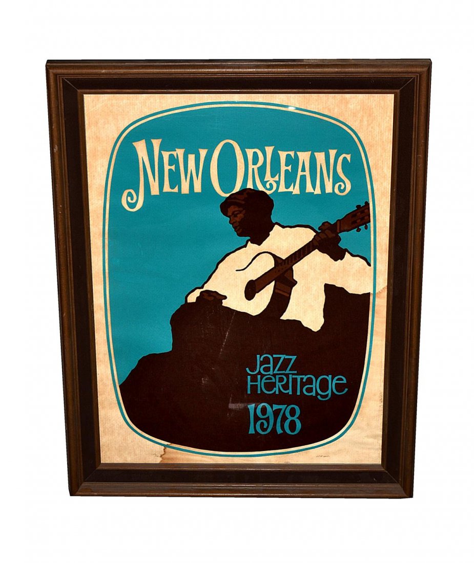 Framed Lithograph "Moran" #133/450 New Orleans: Jazz Heritage, 1978. Framed, stained. From the Estate of Arthur Laurents.
