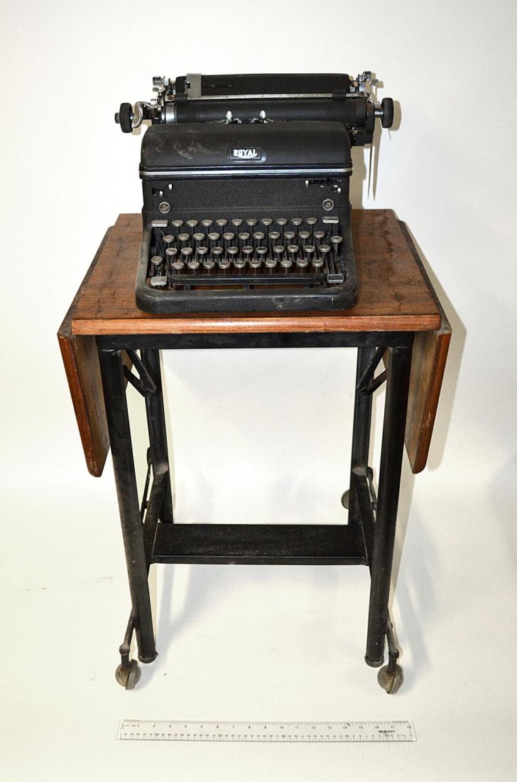 Vintage Royal Typewriter & Typewriter Table: Presumed to be Arthur's early typewriter used for his plays. Royal typewriter [15 1/2" W x 15 1/2" D x 9" H] in very good condition with original retail dealer's decal. Regularly used by a young Arthu