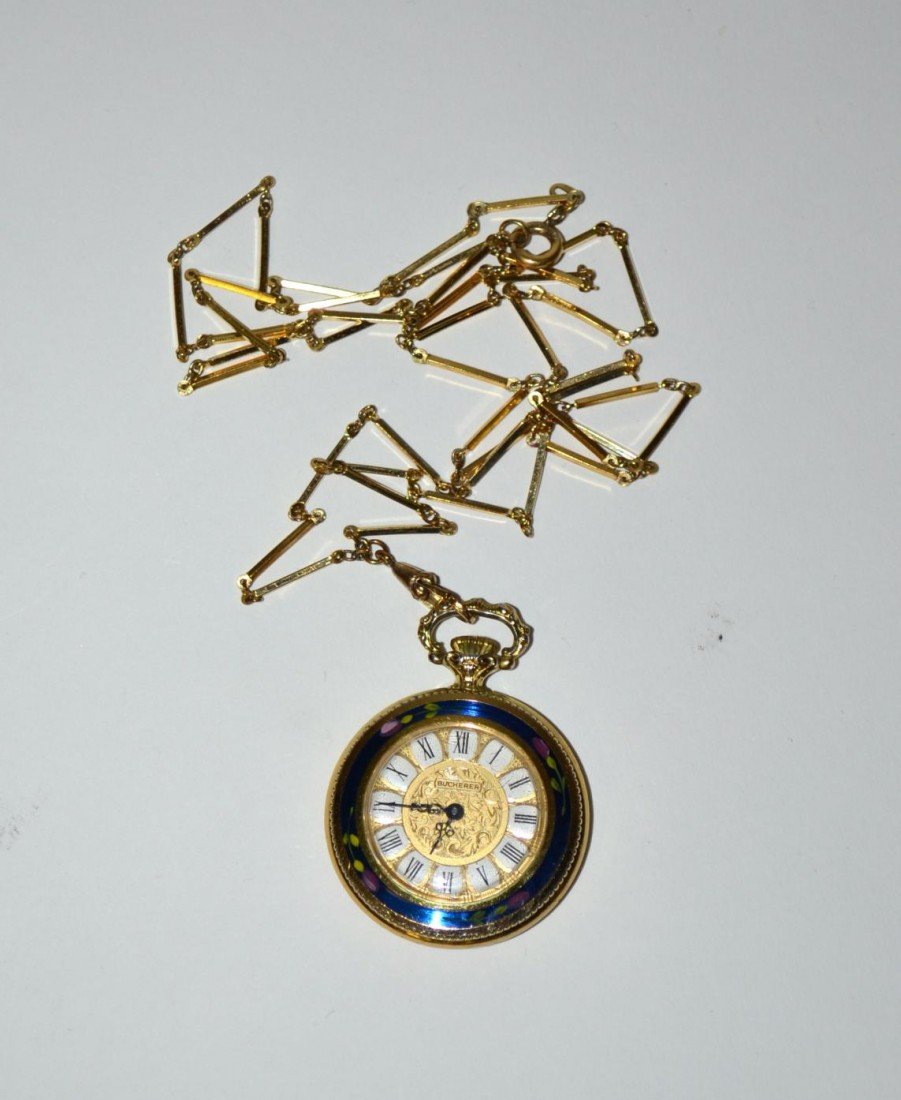 Bucherer Watch: Having enameled floral decoration