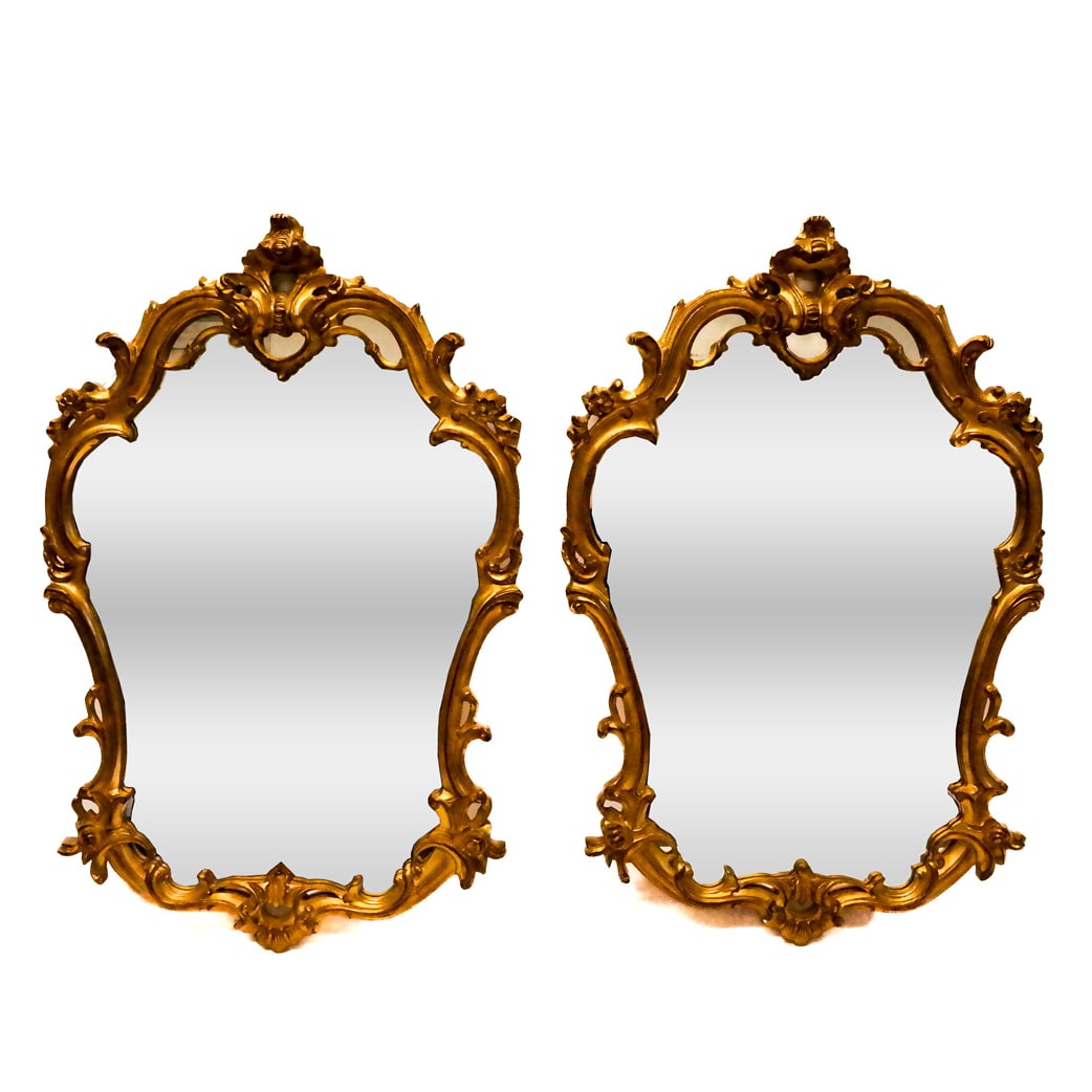 Pair of Louis XV-Style Carved Giltwood Mirrors (1 of 8)