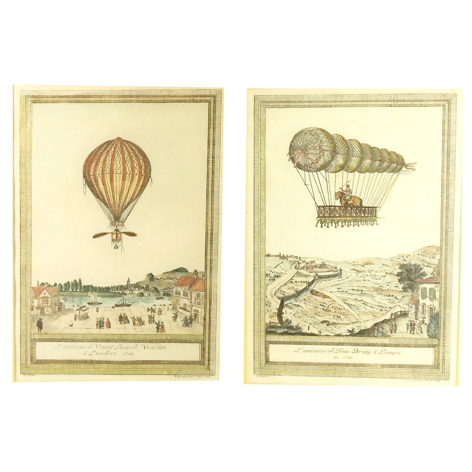 Pair of French Lithographs of Hot Air Balloons (1 of 12)