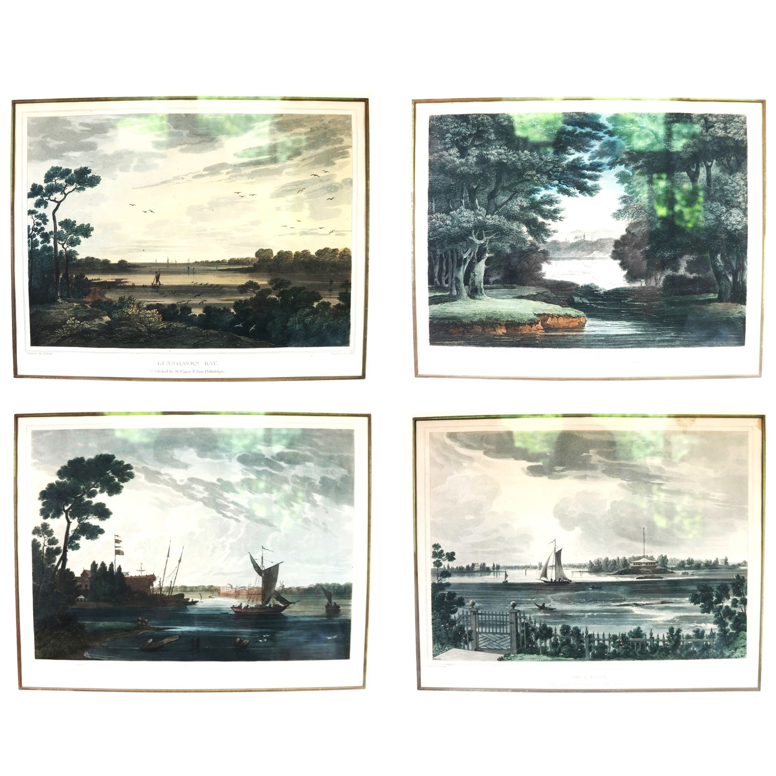 Set of 4 Hand-Colored American Prints (1 of 19)