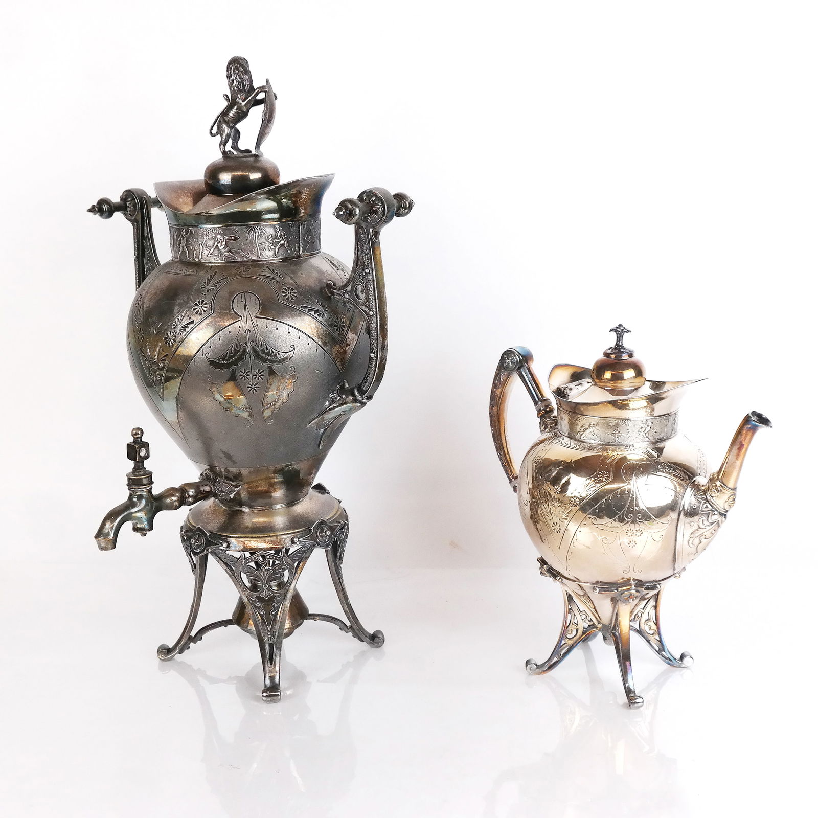 Two Piece Silver Plate Kettle & Coffee Set (1 of 9)