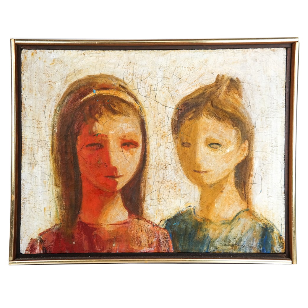 David BERGER: Two Young Girls - Oil on Canvas (1 of 10)