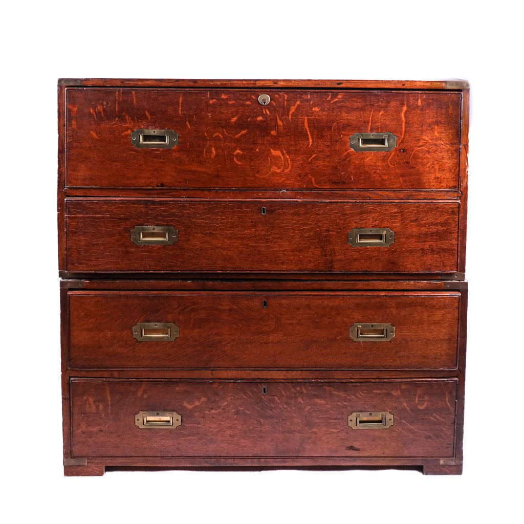 18th/19th C. English Oak Two-Part Campaign Chest (1 of 11)