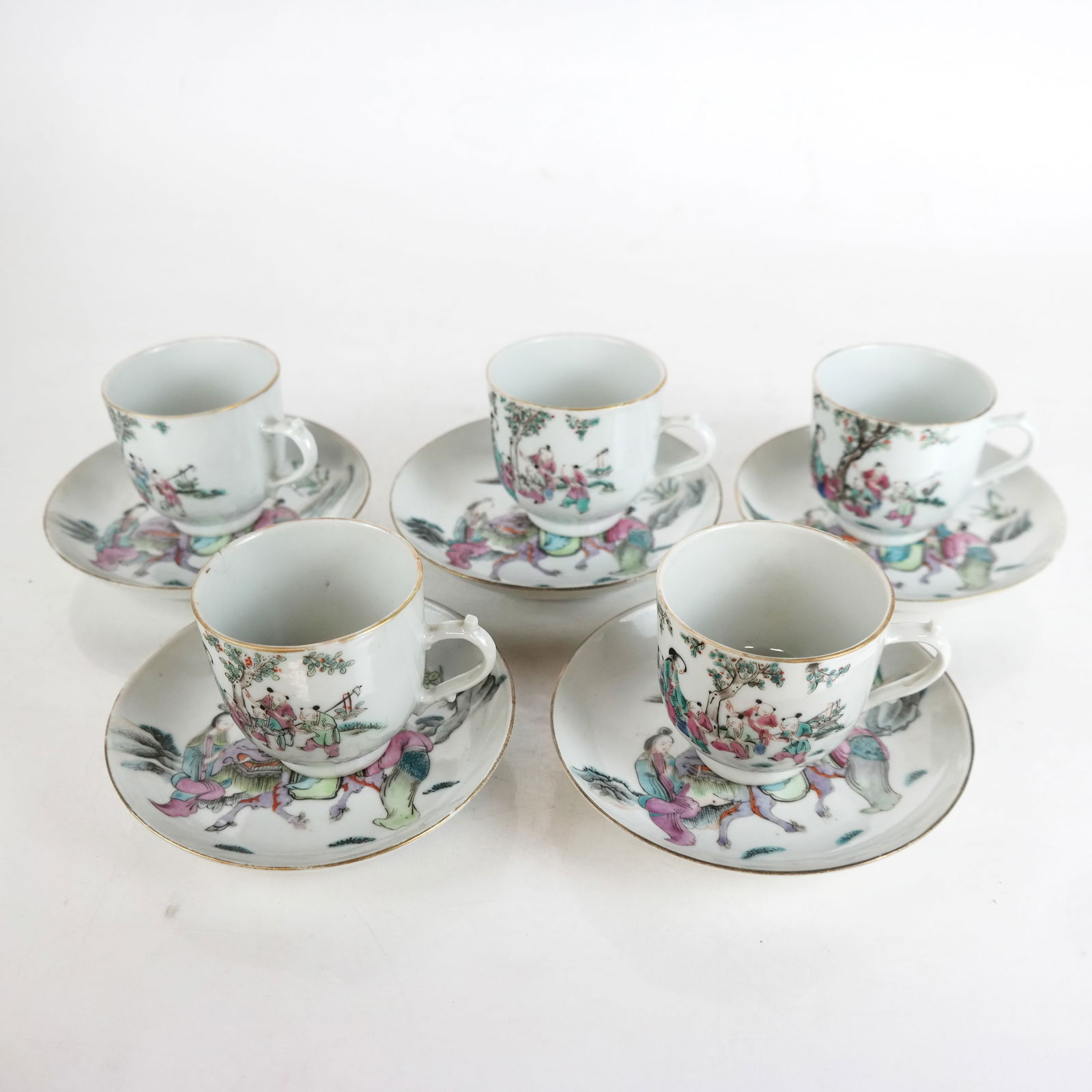 Antique Chinese Cups and Saucers (10 Pcs) (1 of 9)