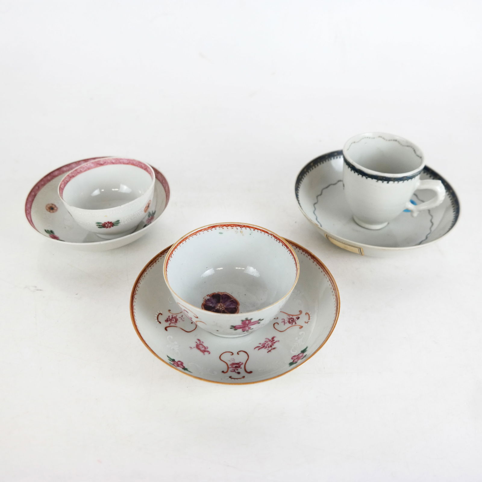 Three Sets of Antique Asian Cups & Plates (1 of 8)