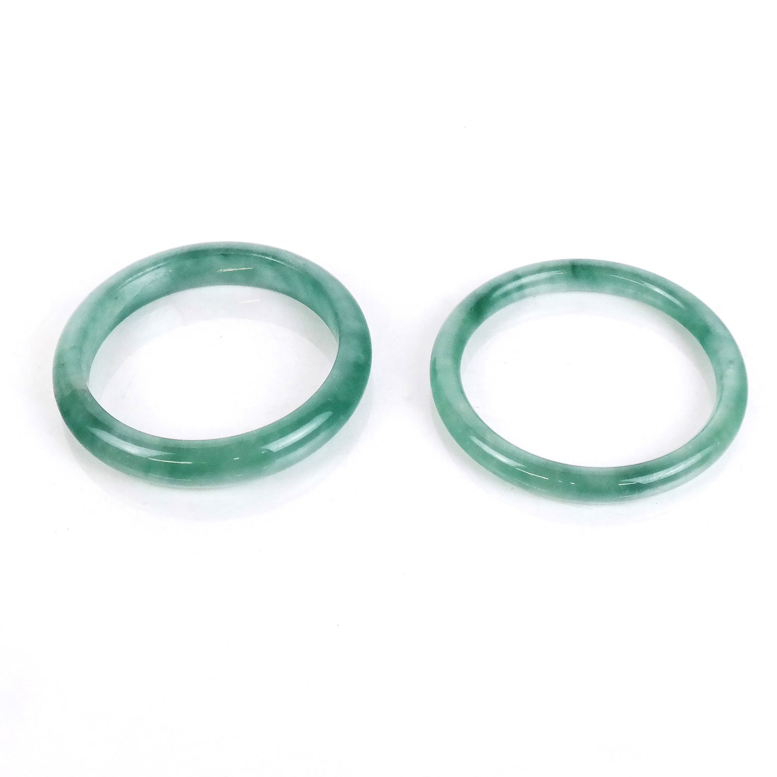 Pair of Green Jade Bangle Bracelets (1 of 8)