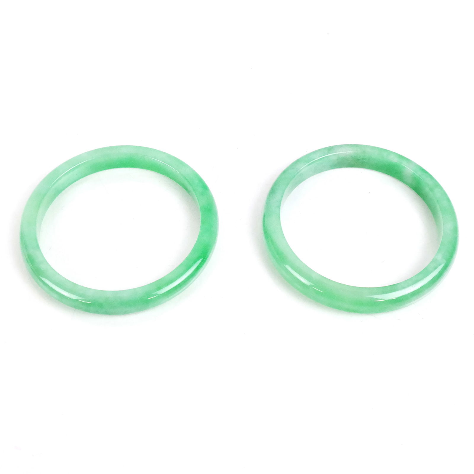 Pair of Green Jade Bangle Bracelets (1 of 7)