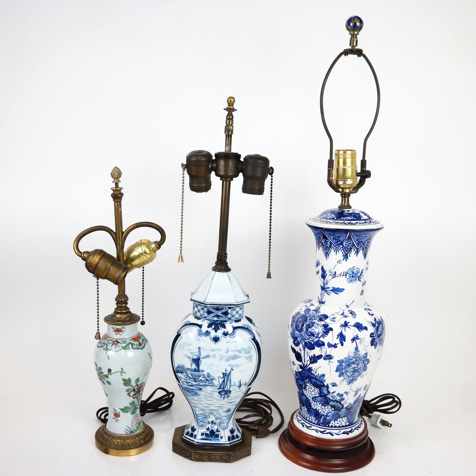Three (3) Porcelain Vases, as Lamps (1 of 10)