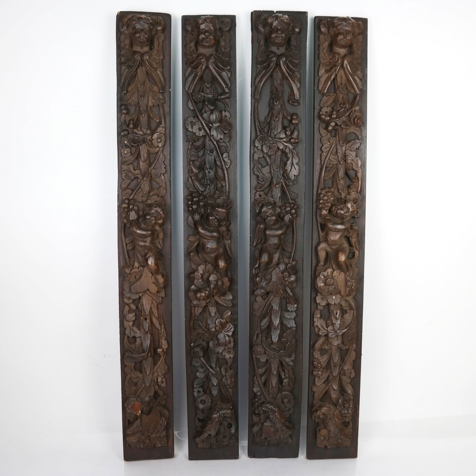 Set of 4 Carved Wood Panels (1 of 10)