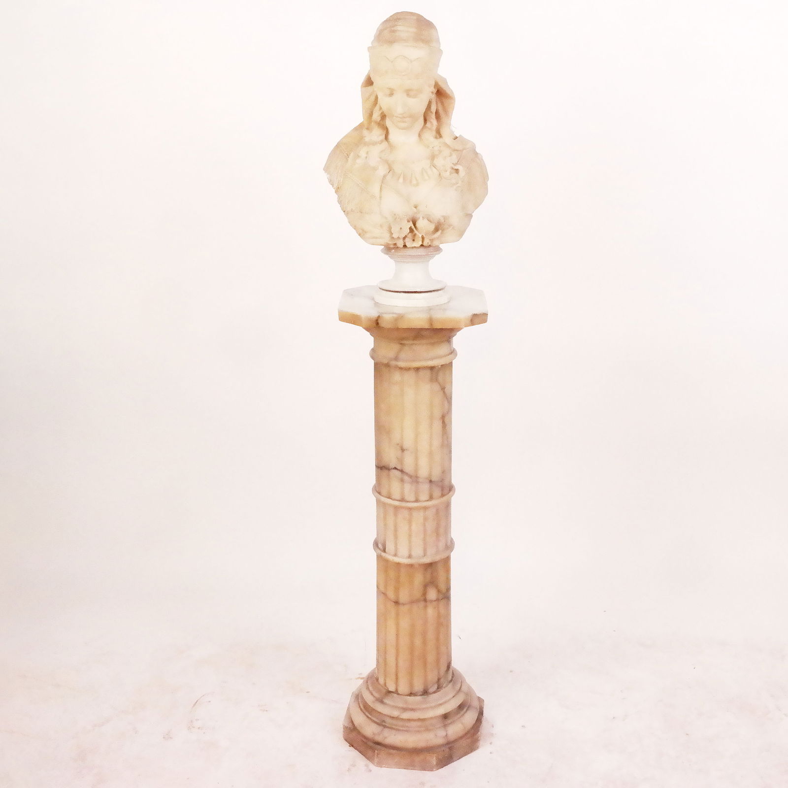 Italian Classical-Style Marble Bust & Pedestal (1 of 16)