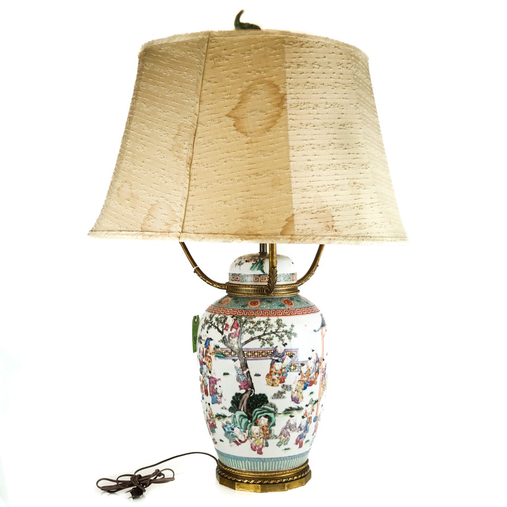 Large Chinese Polychrome Vase Lamp (1 of 11)
