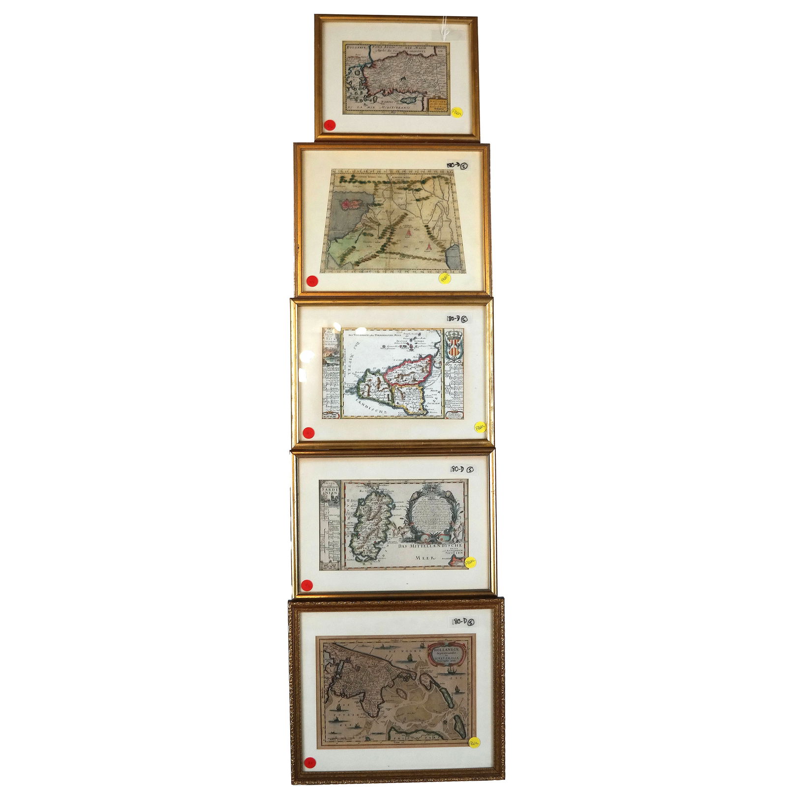 Five Vintage Reproduction Antique Maps Auction