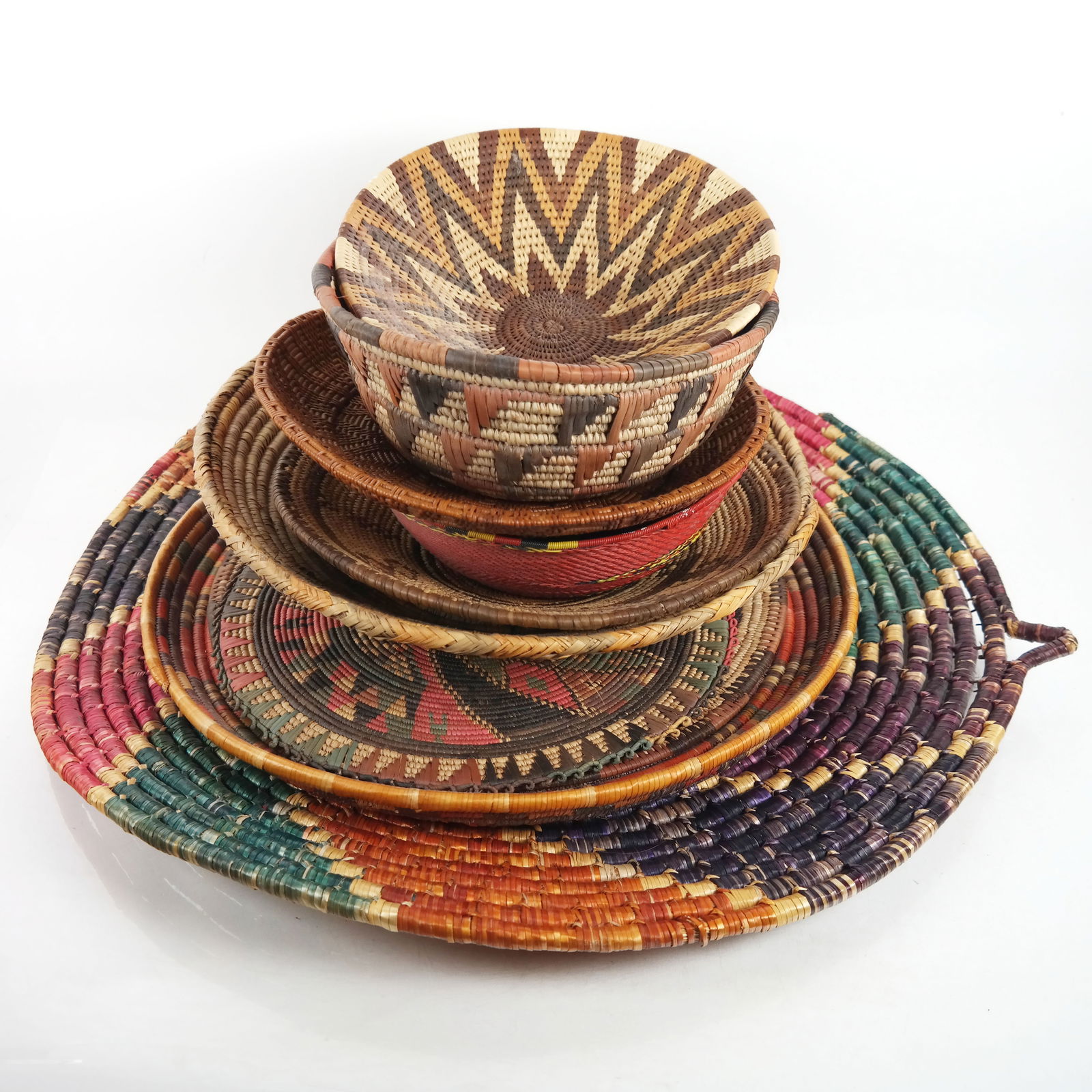 Assembled Group of Woven Bowls, Baskets & Mats (1 of 13)