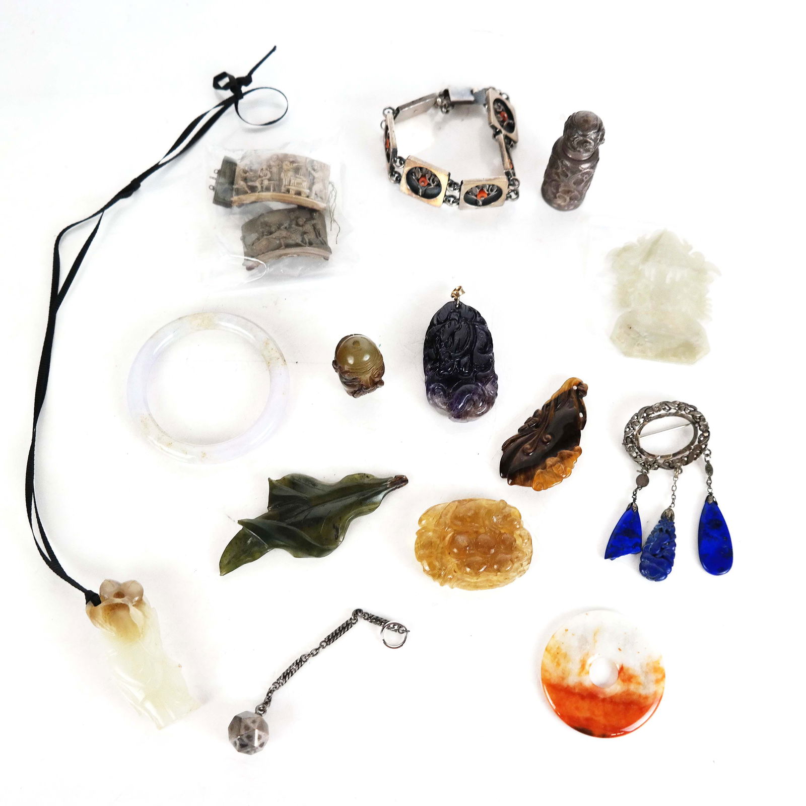 Assorted Chinese Silver Jewelry & Carvings (1 of 15)