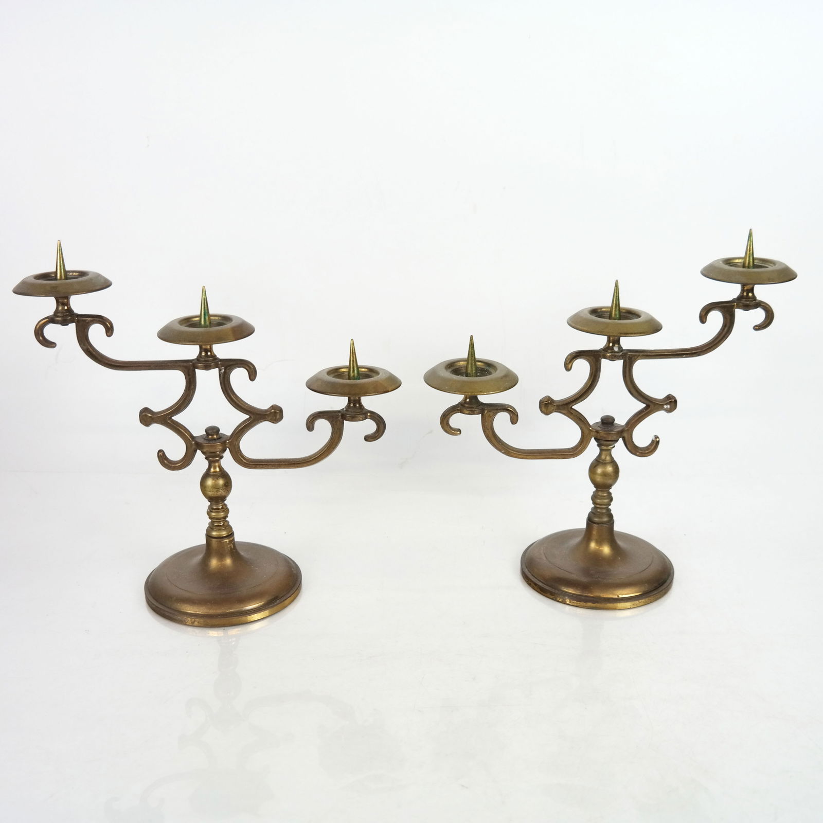 Pair of Baroque-Style Brass Pricket Candelabra (1 of 9)