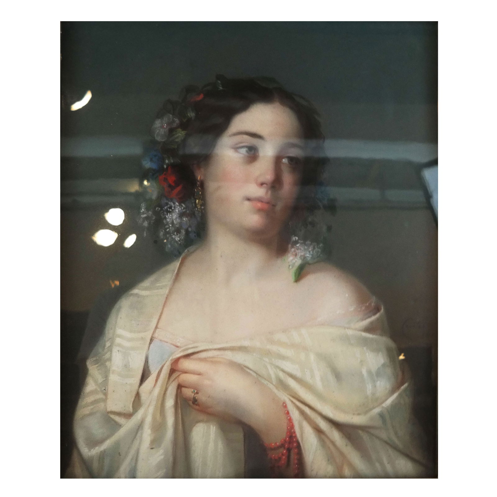 French School: Drawing, Portrait of Young Lady (1 of 8)