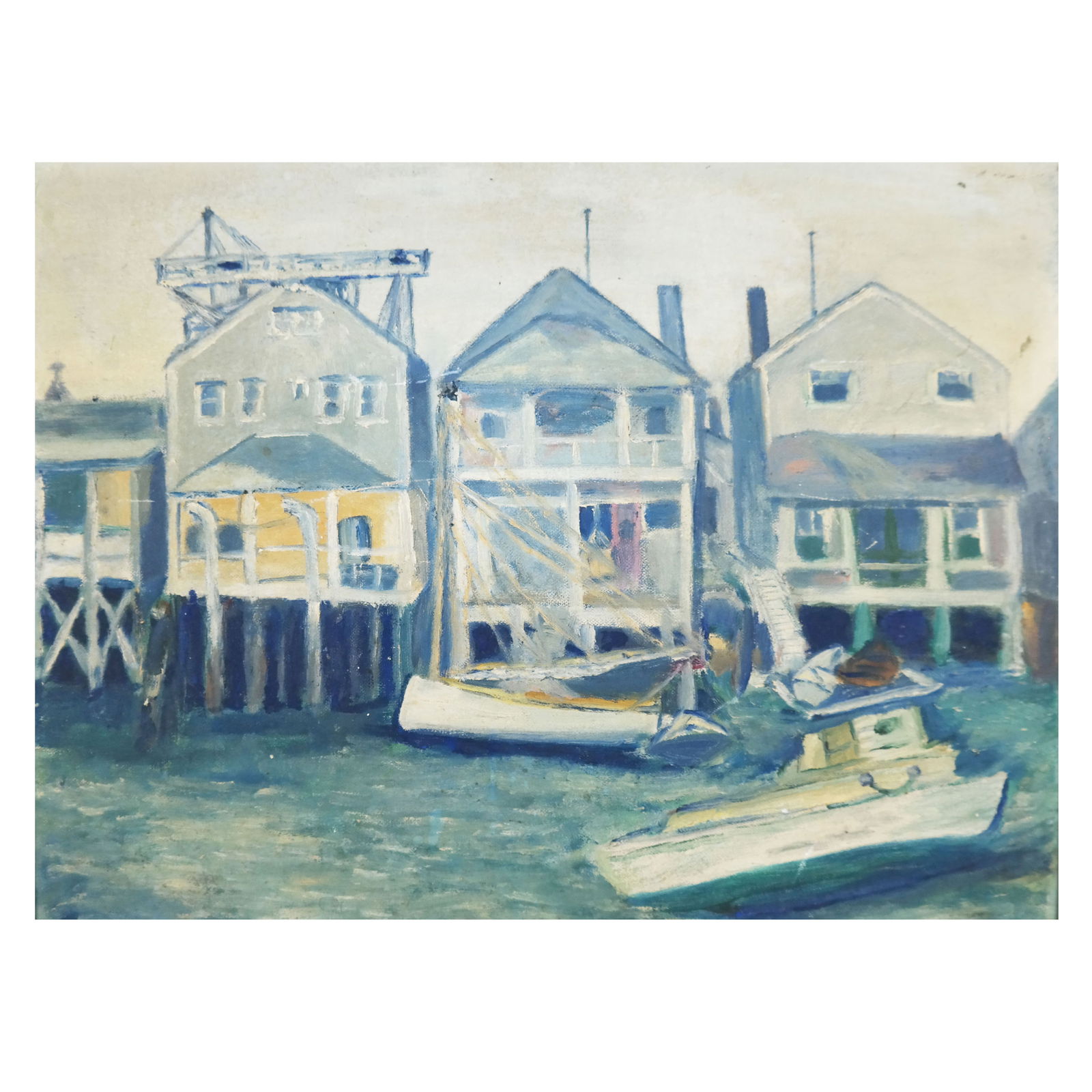 Maritime Harbor Scene with Boats and Houses (1 of 8)