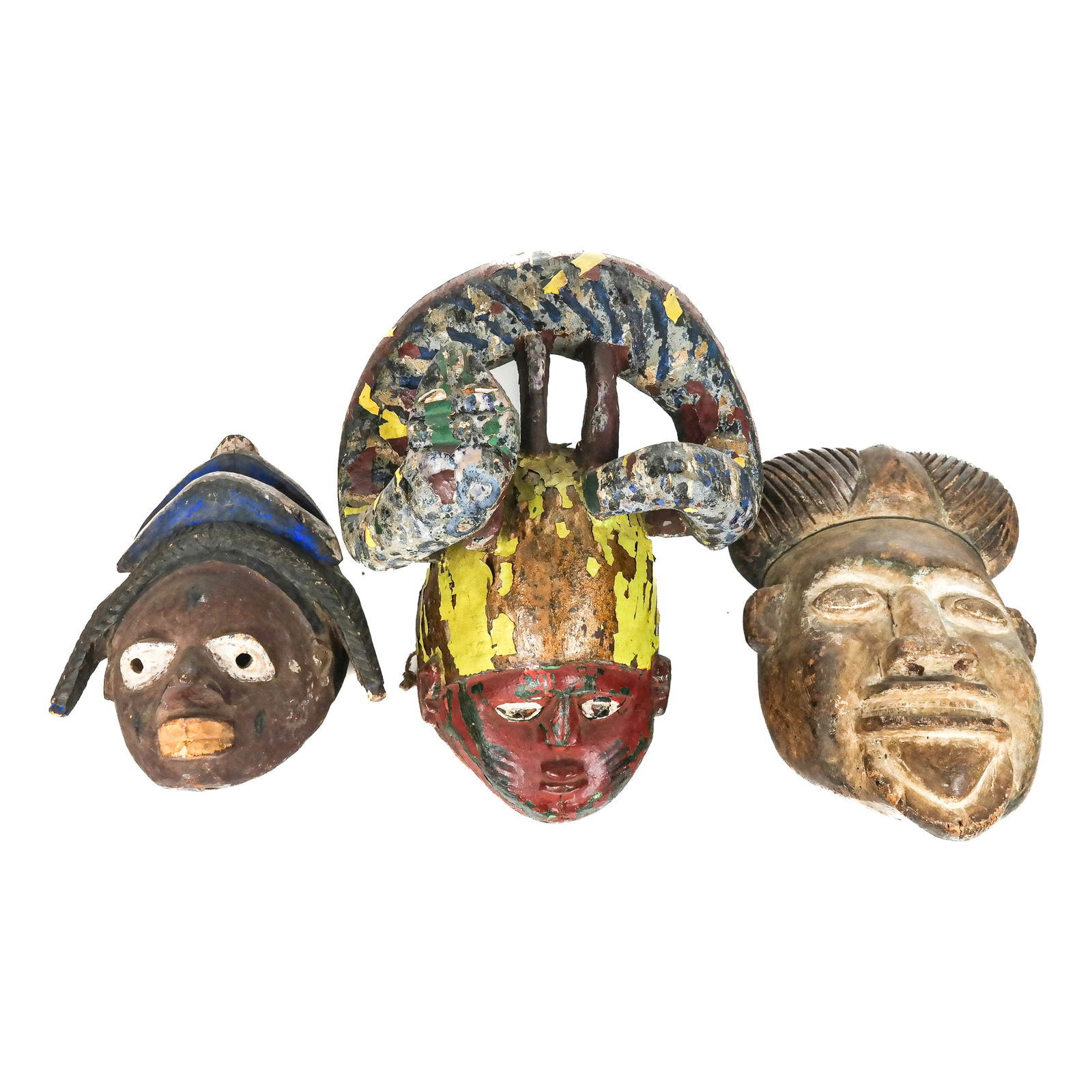 Three Carved Ethnographic Head Masks (1 of 20)