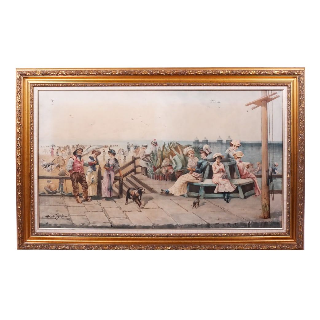 Frank GLYNDON: Boardwalk Scene - Watercolor (1 of 12)