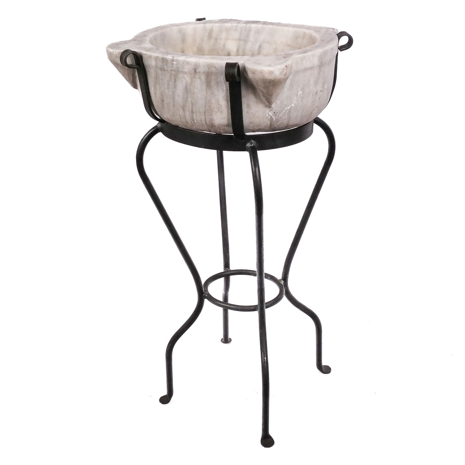 Classical-Style Marble Basin on Iron Stand (1 of 7)