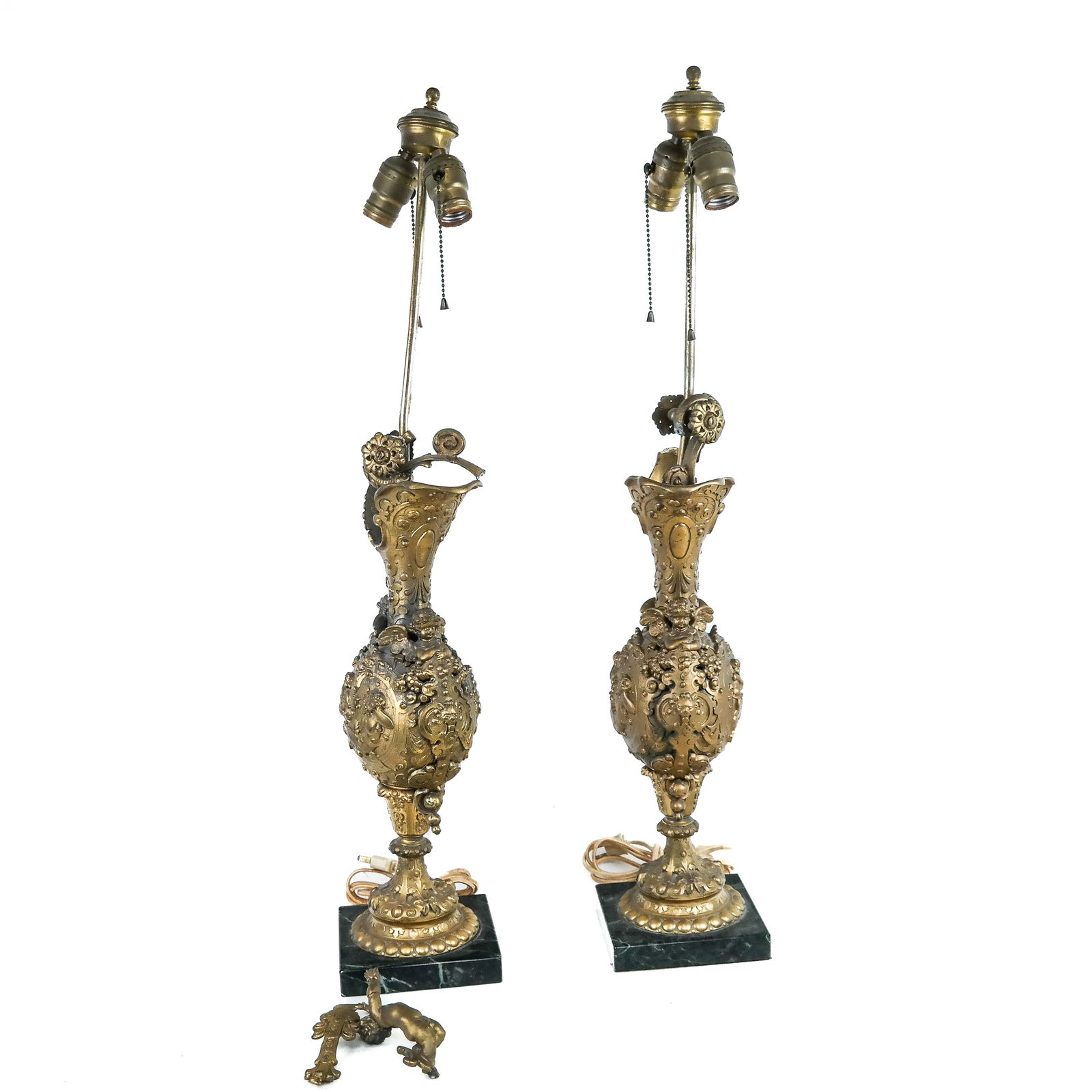 Pair of Renaissance Revival Gilt Metal Urn Lamps (1 of 11)
