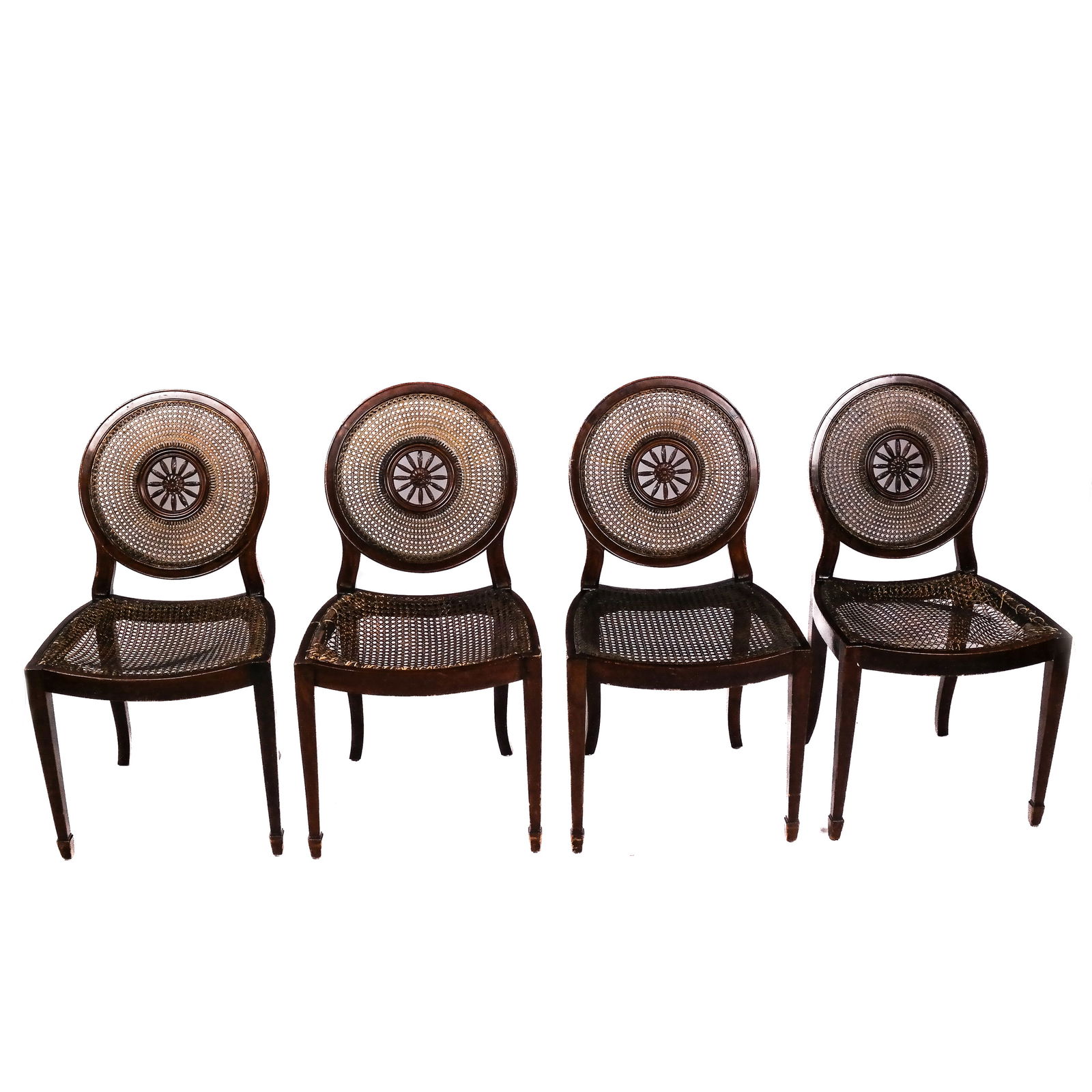 Set of Four Regency-Style Caned Side Chairs (1 of 8)
