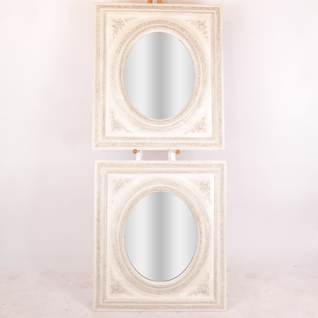 Pair of Victorian-Style White Painted Mirrors (1 of 8)