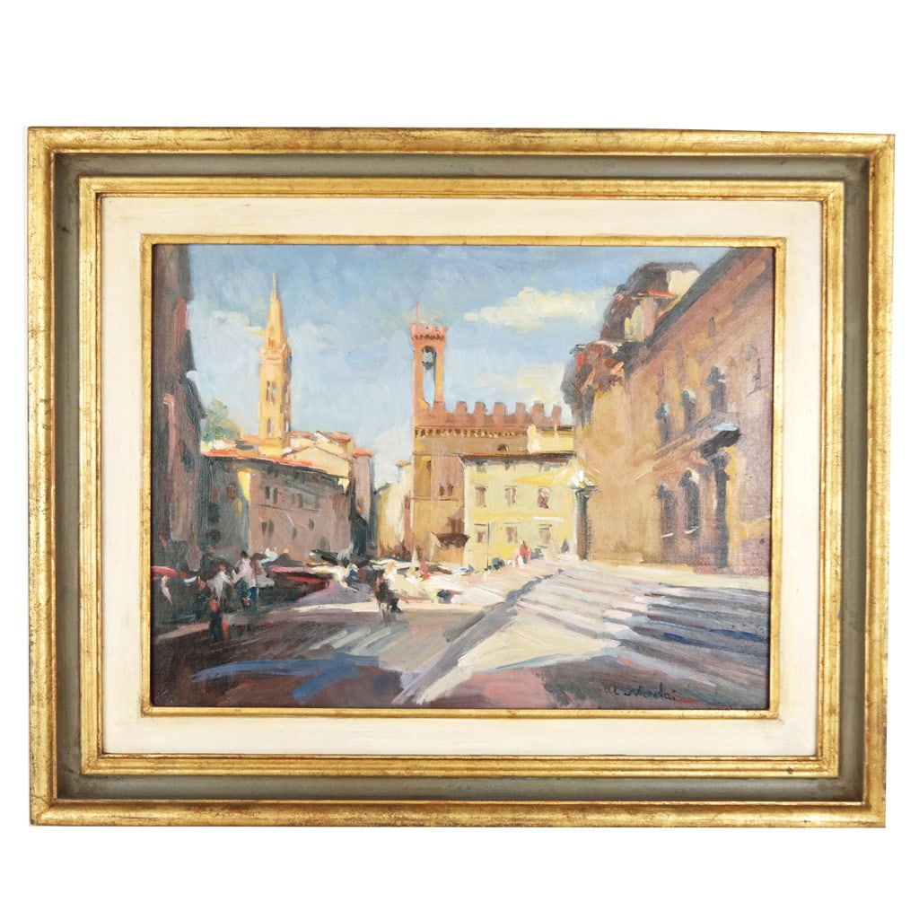 Village Scene with Figure - Oil on Board (1 of 7)