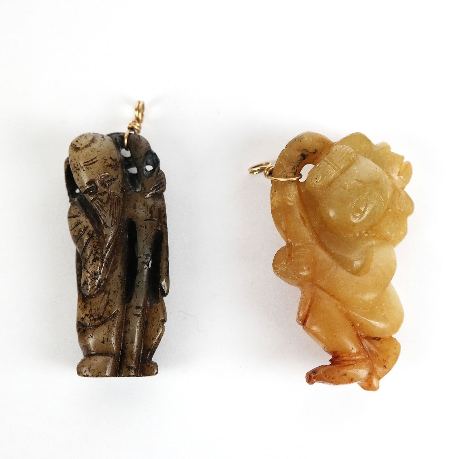 Two Chinese Carved Hardstone Pendants (1 of 9)
