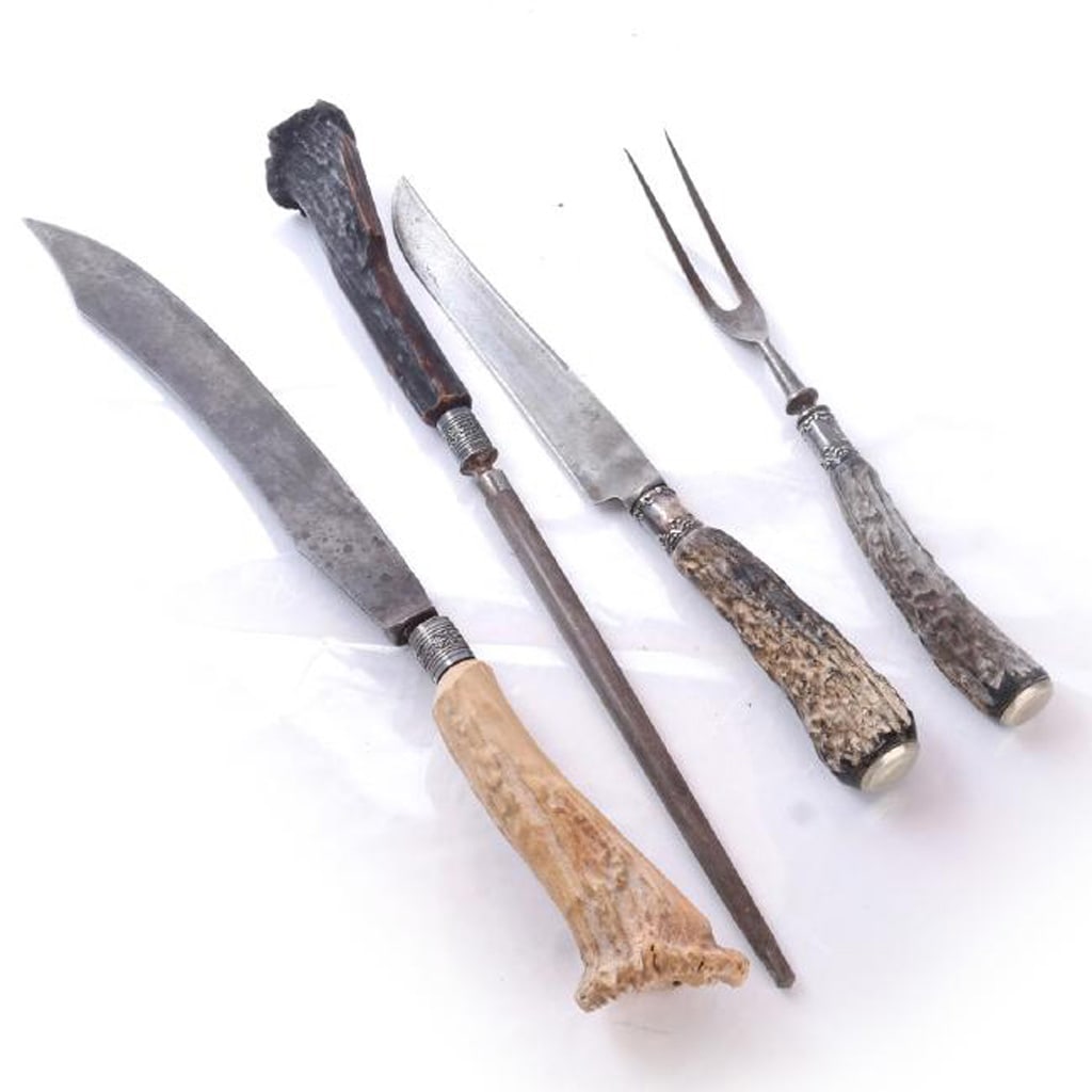 4 Antler-Handled Silver Plate Carvers (1 of 7)