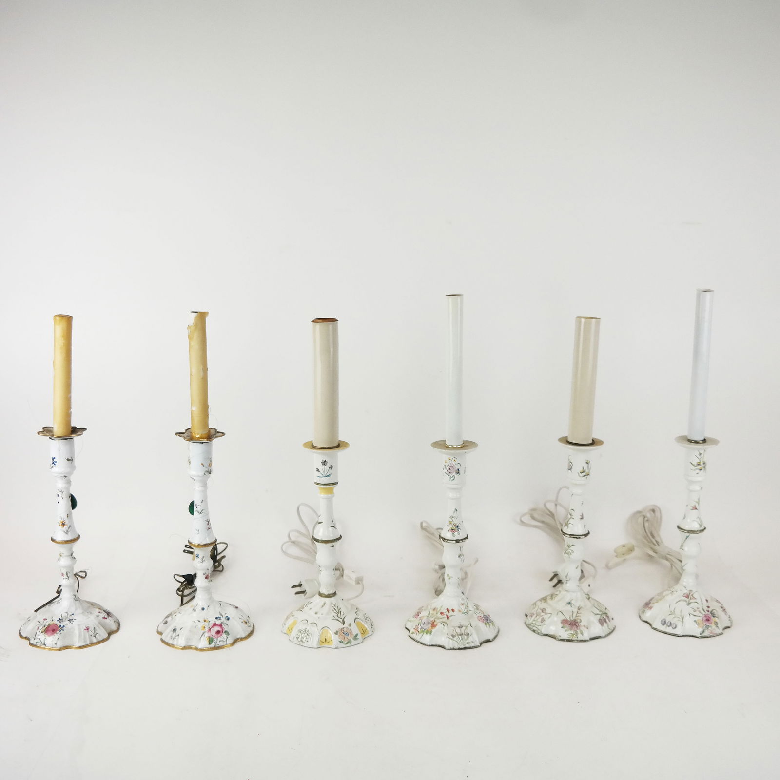 Six (6) Enameled Candlestick Lamps (1 of 14)