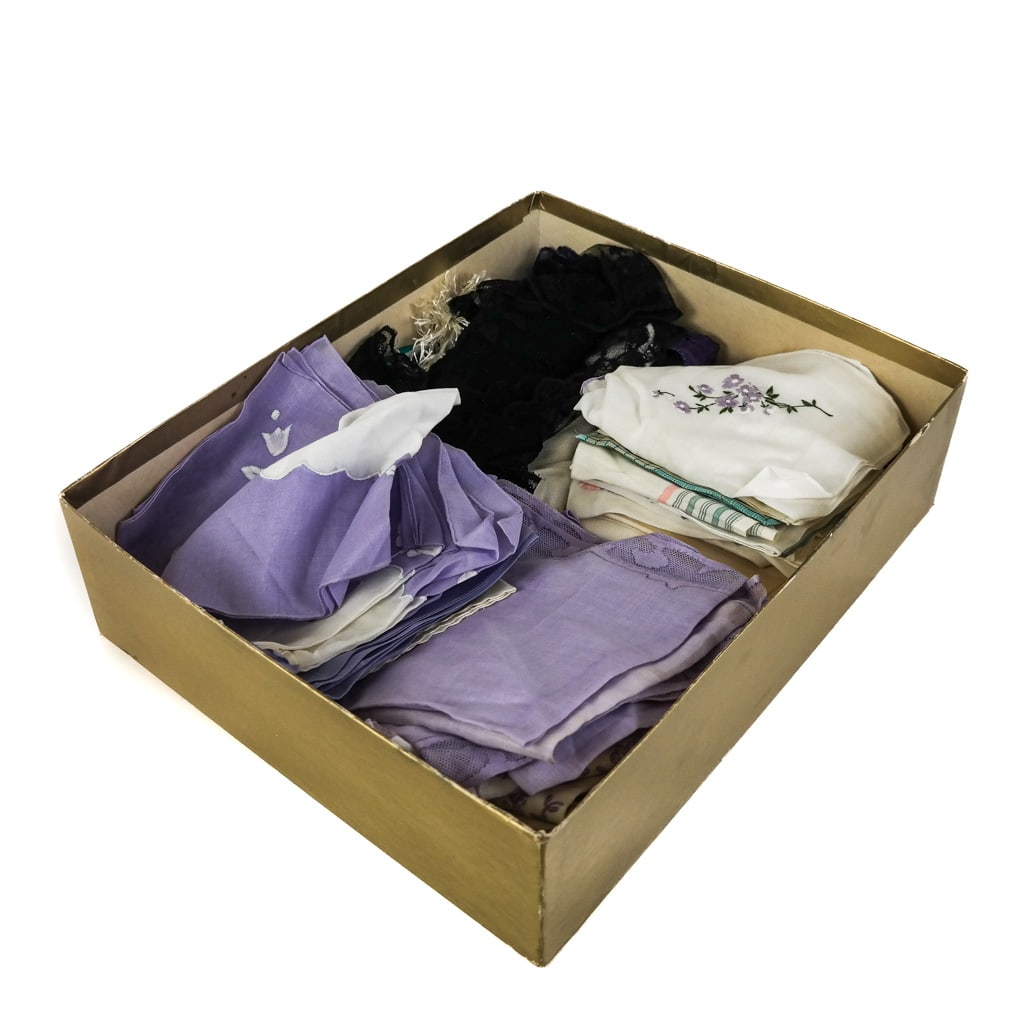 Collection of Handkerchiefs and Scarves: 77 Assorted handkerchiefs and 4 scarves. Most in OK to good condition.