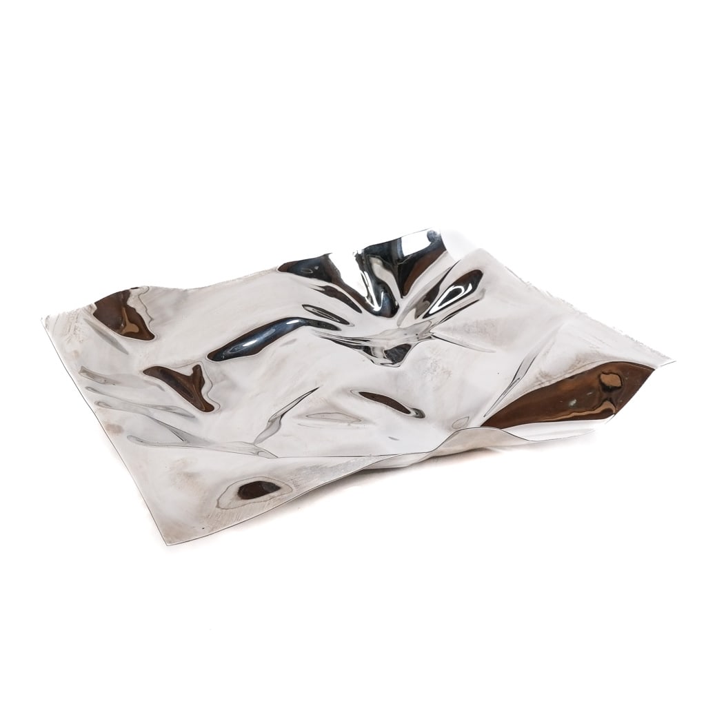 Verner Panton for Georg Jensen Large Tray: Large Verner Panton for Georg Jensen ruffled rectangular tray from the "Modern Masterpieces Collection". [3" H x 18" W x 14 1/2" D].