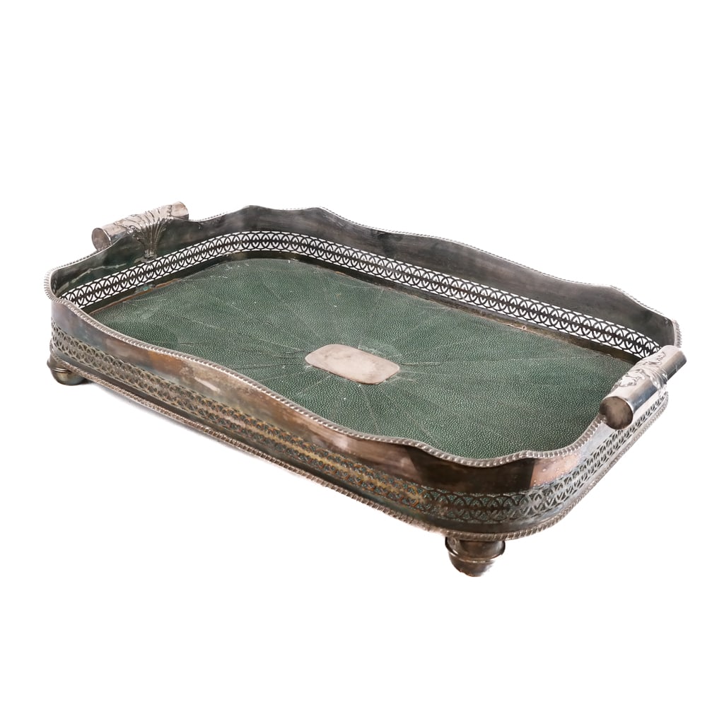 Large Silver Plate Galleried Serving Tray (1 of 6)
