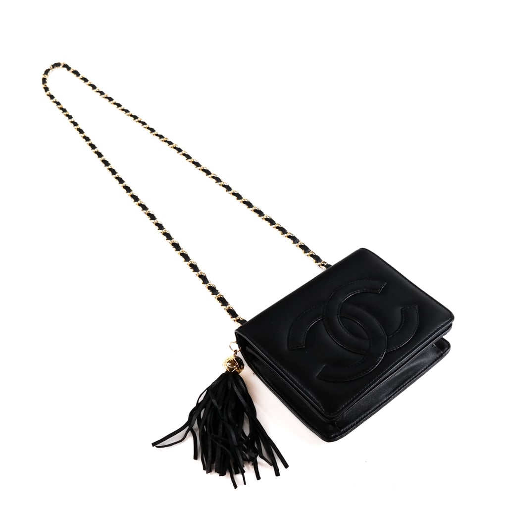 Chanel Vintage Black Leather Flap Handbag, c. 1980 (1 of 9)