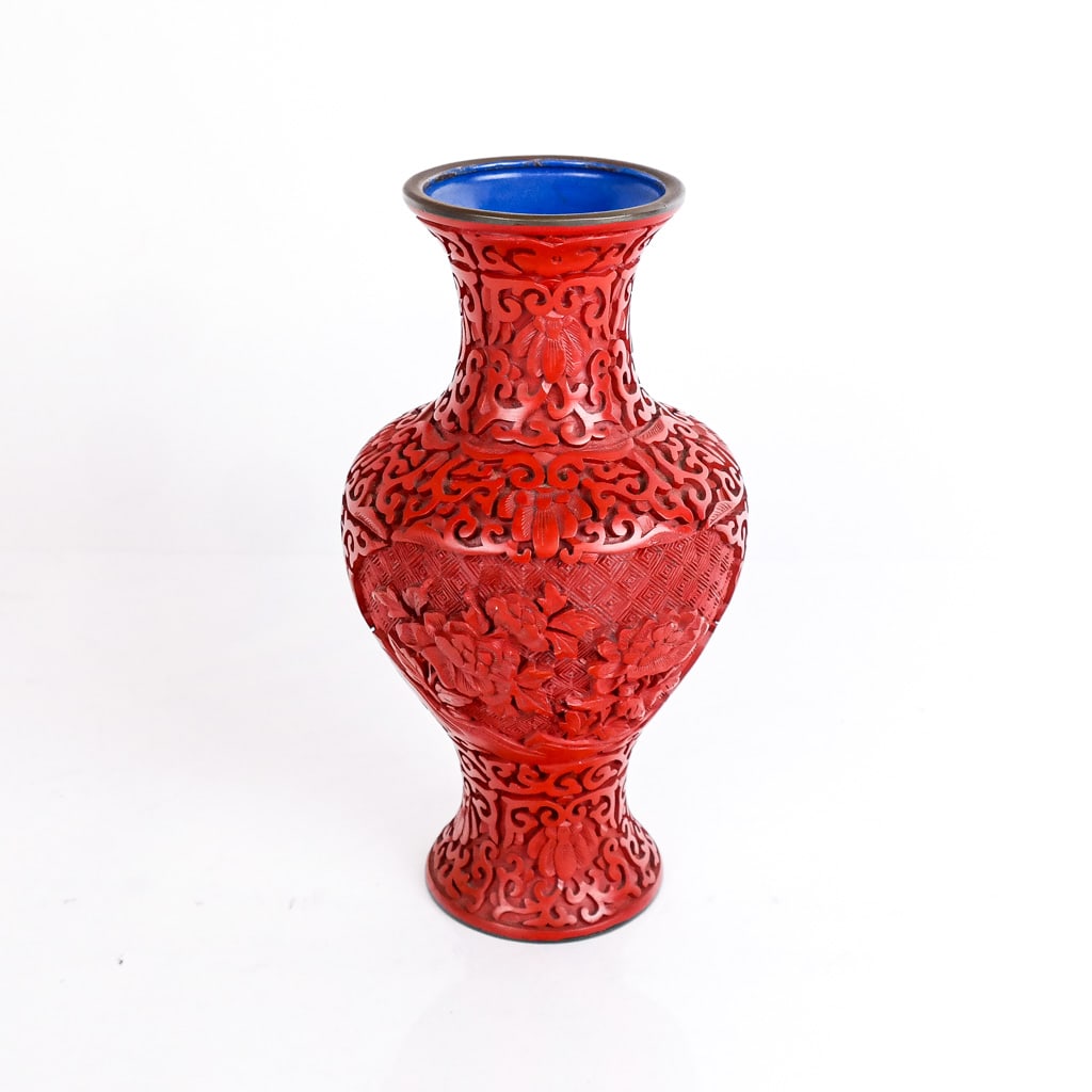 Chinese Carve Cinnabar Lacquer Vase (1 of 9)