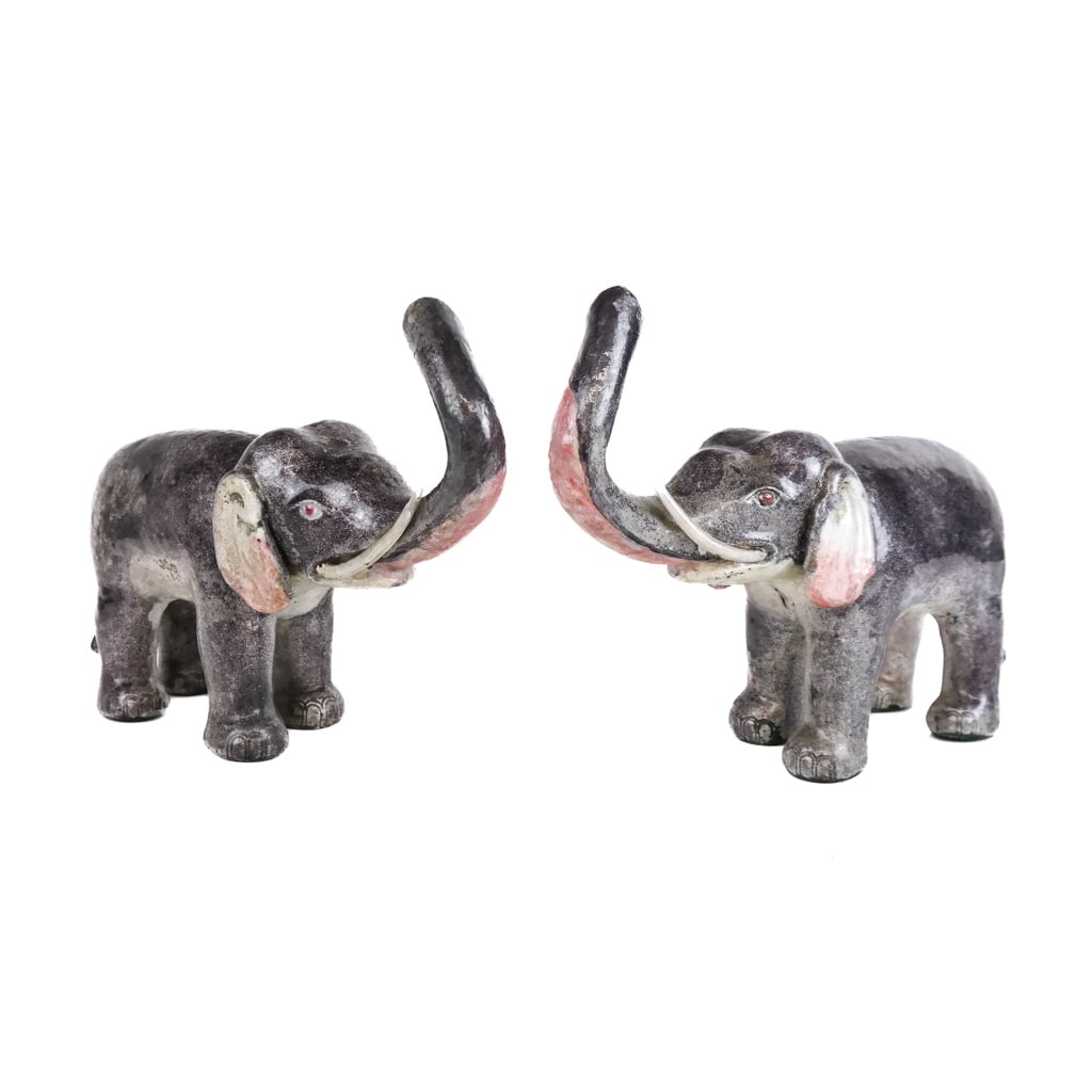 Pair of Chinese Enamel Metal Models of Elephants (1 of 8)